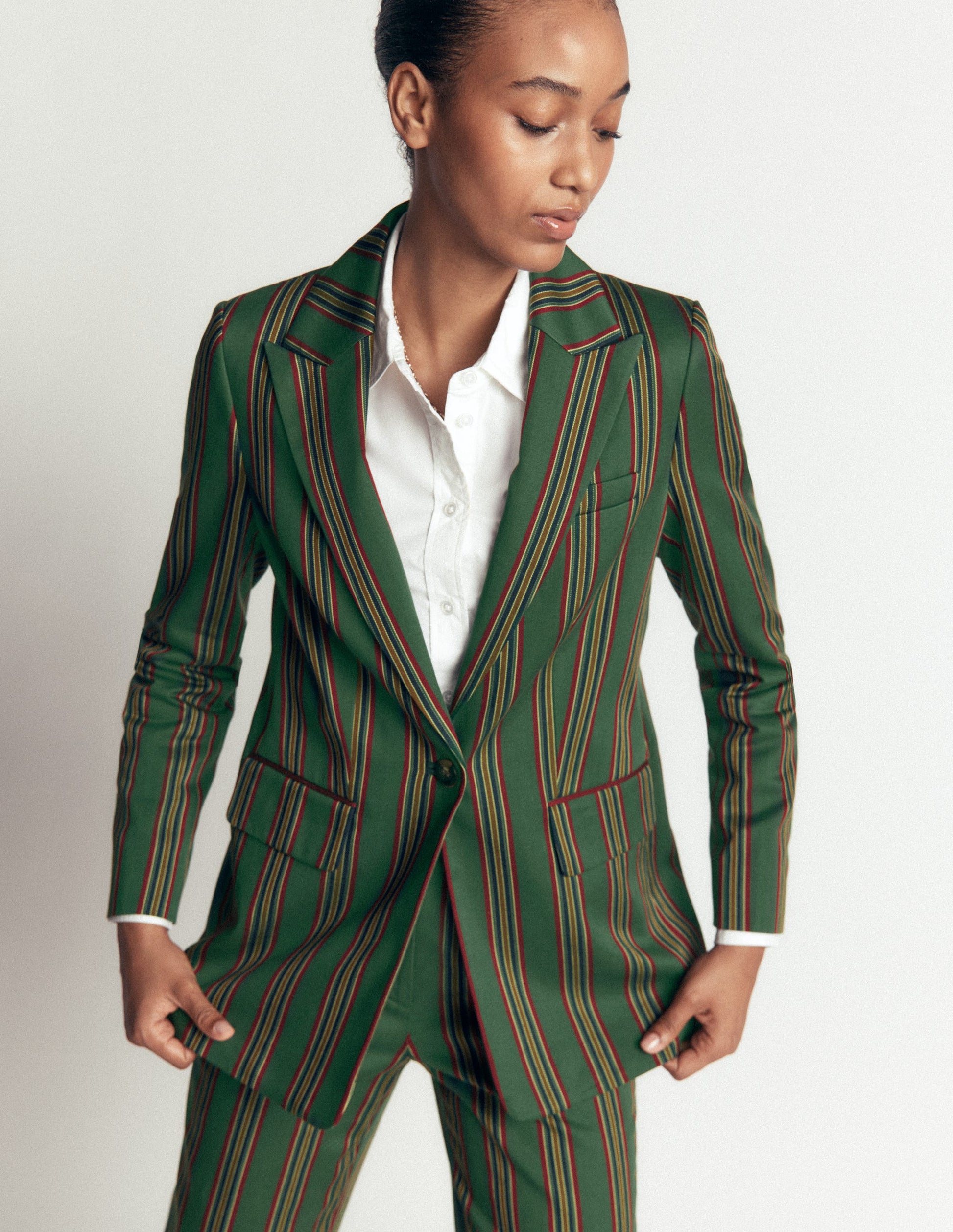 Woodbridge Tailored Blazer-Green, Collegic Stripe-6