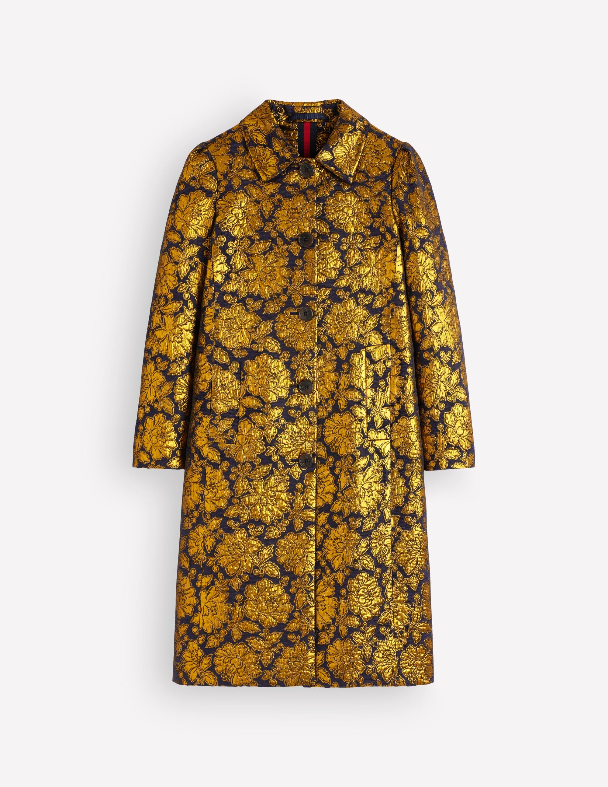 Aylesford Jacquard Coat-Gold Floral Jacquard - Image 7