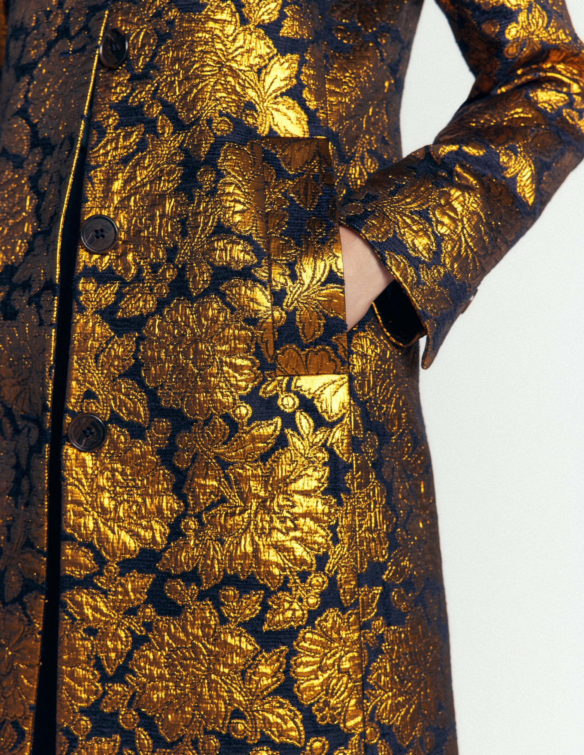 Aylesford Jacquard Coat-Gold Floral Jacquard-4