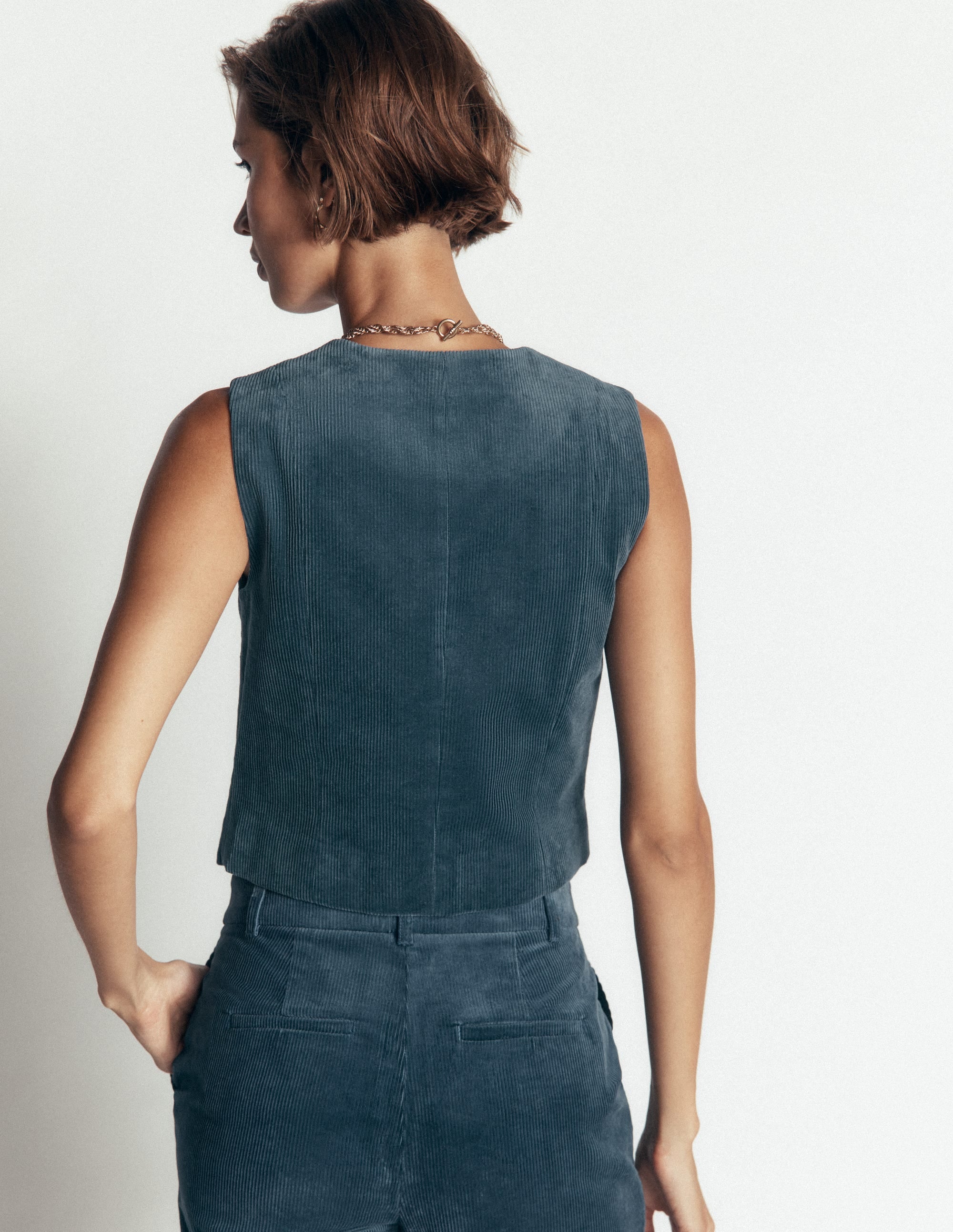 V-Neck Waistcoat-Storm Blue - Image 3