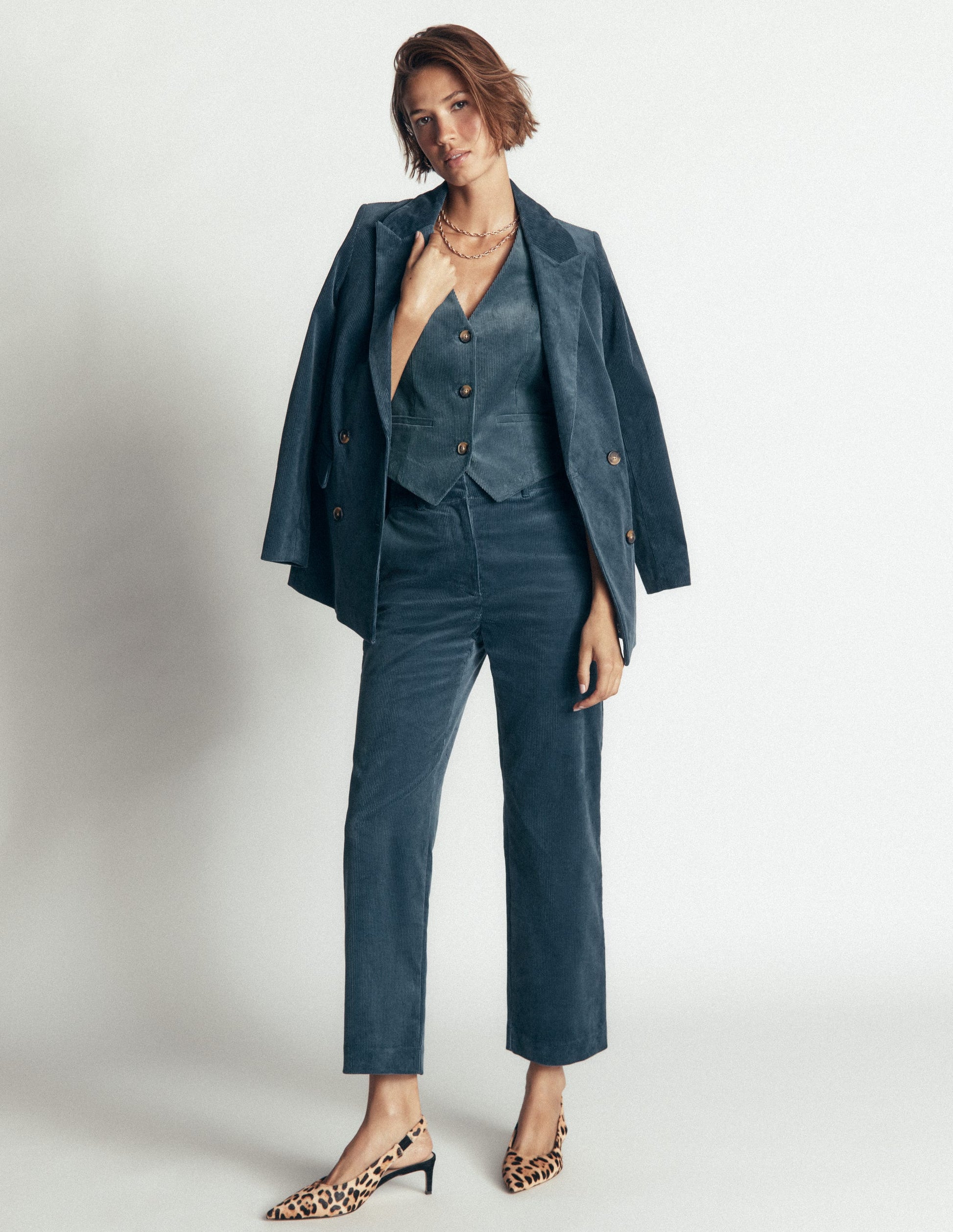 V-Neck Waistcoat-Storm Blue-4