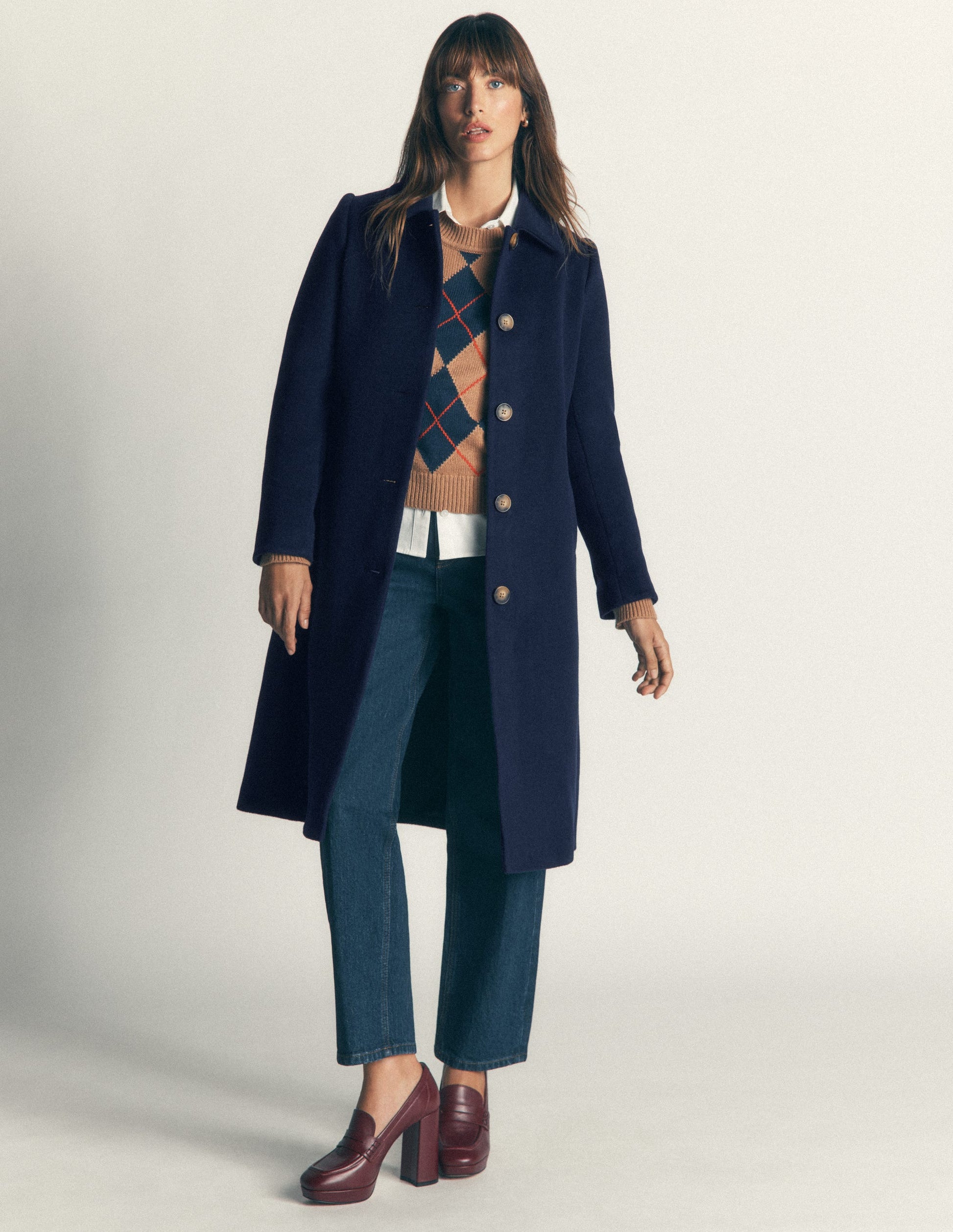 Aylesford Longline Coat-Navy-6