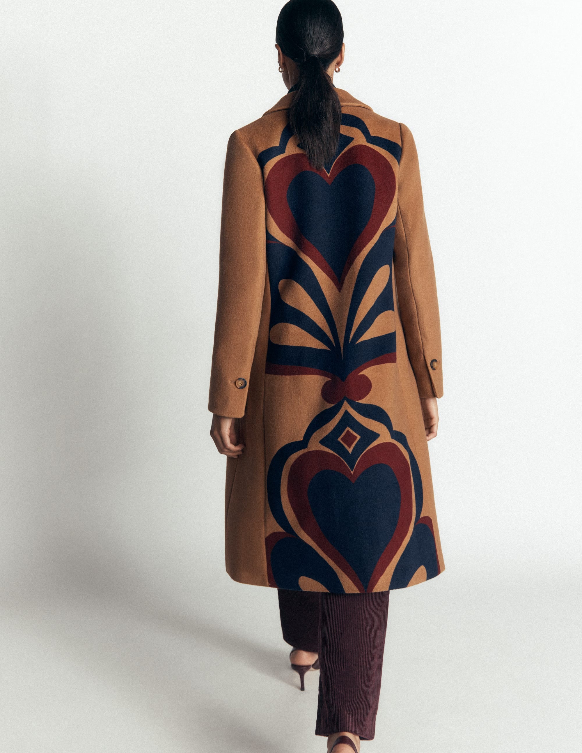 Embellished Jacquard Sweater-Camel Melange Argyle