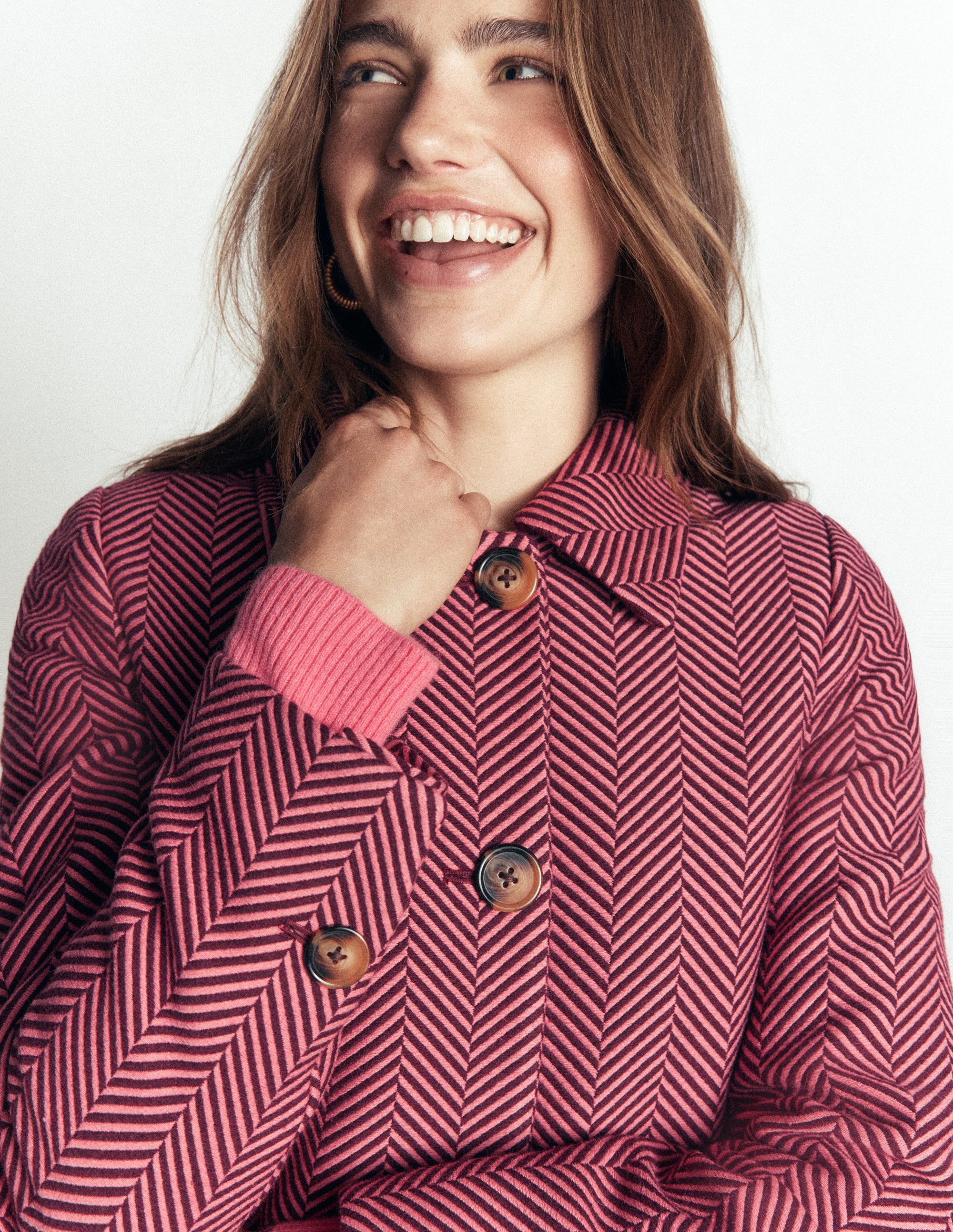 Aylesford Longline Coat-Herringbone - Image 2