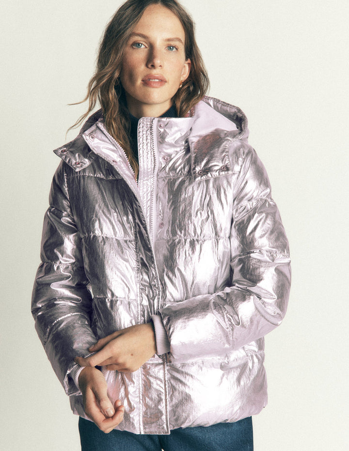 Short Padded Coat-Silver