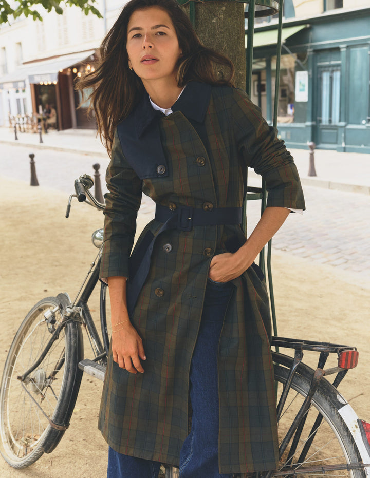 Wax Trench Coat-Olive and Camel Wax Check