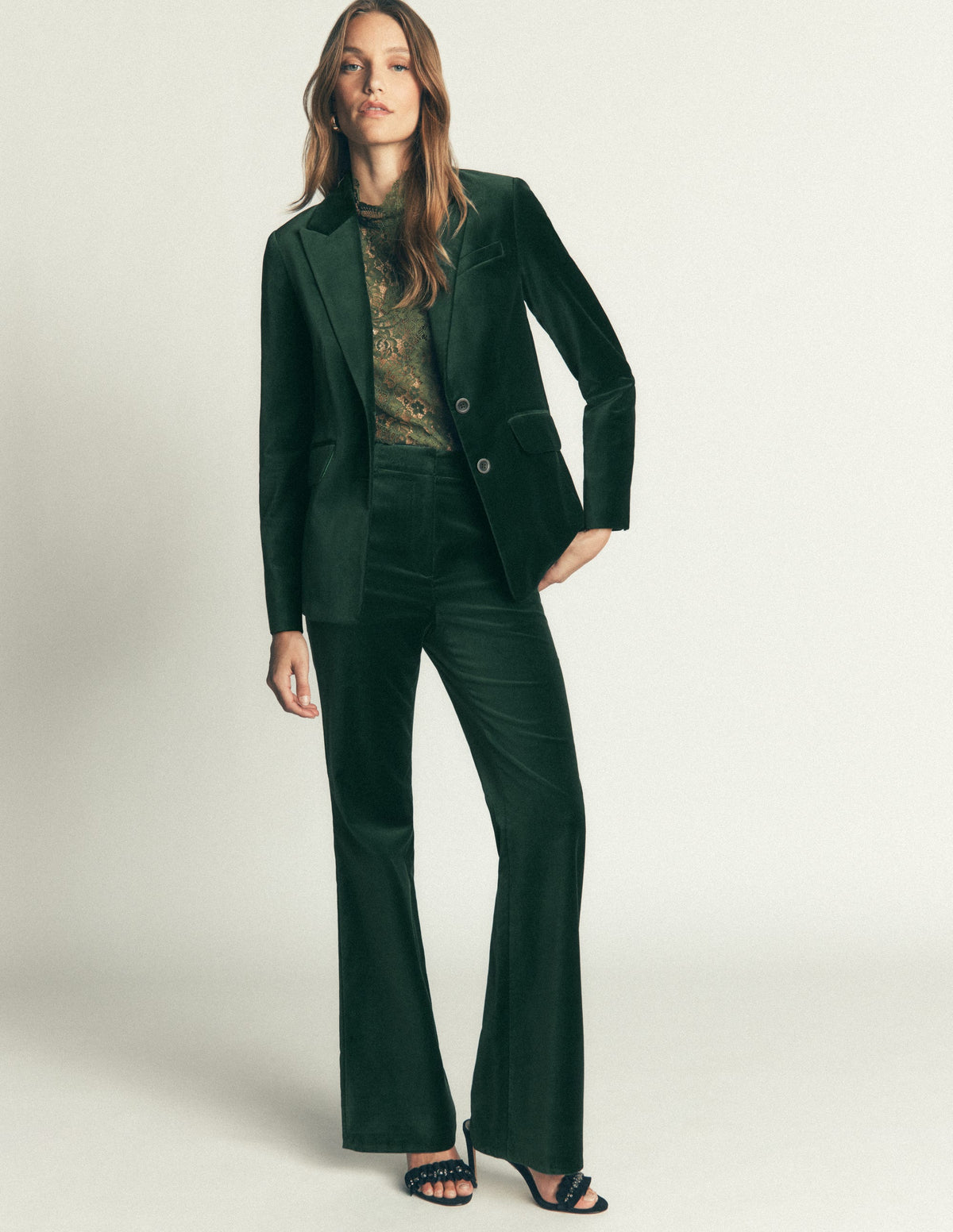 Stamford Velvet Blazer-Midnight Emerald - Image 1