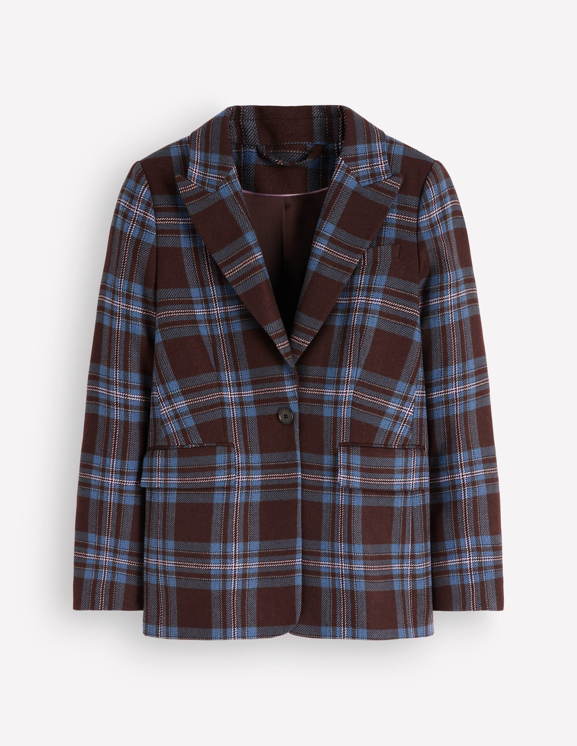 Woodbridge Wool Blend Blazer-Brown, Blue and Pink Check - Image 6