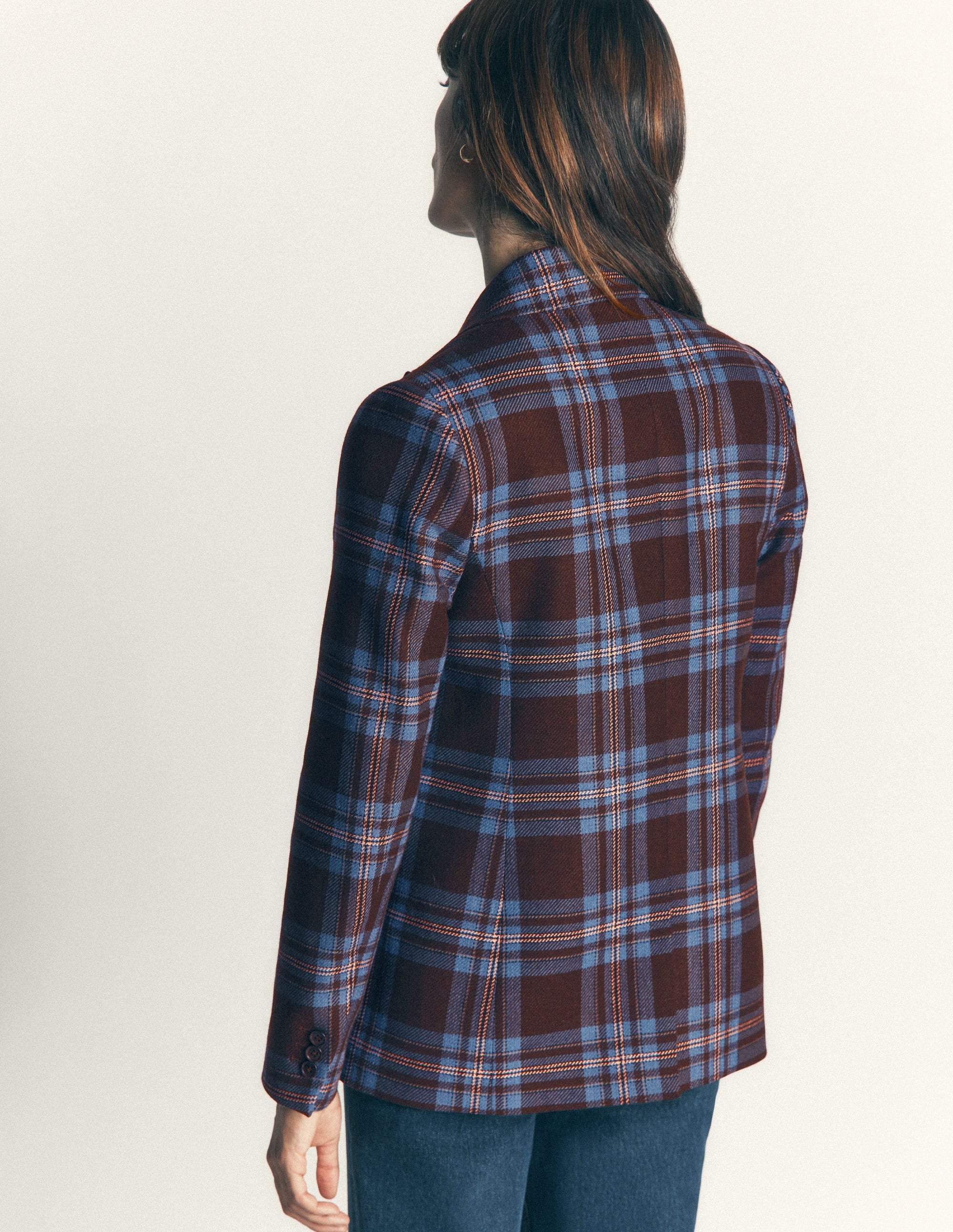 Woodbridge Wool Blend Blazer-Brown, Blue and Pink Check - Image 3