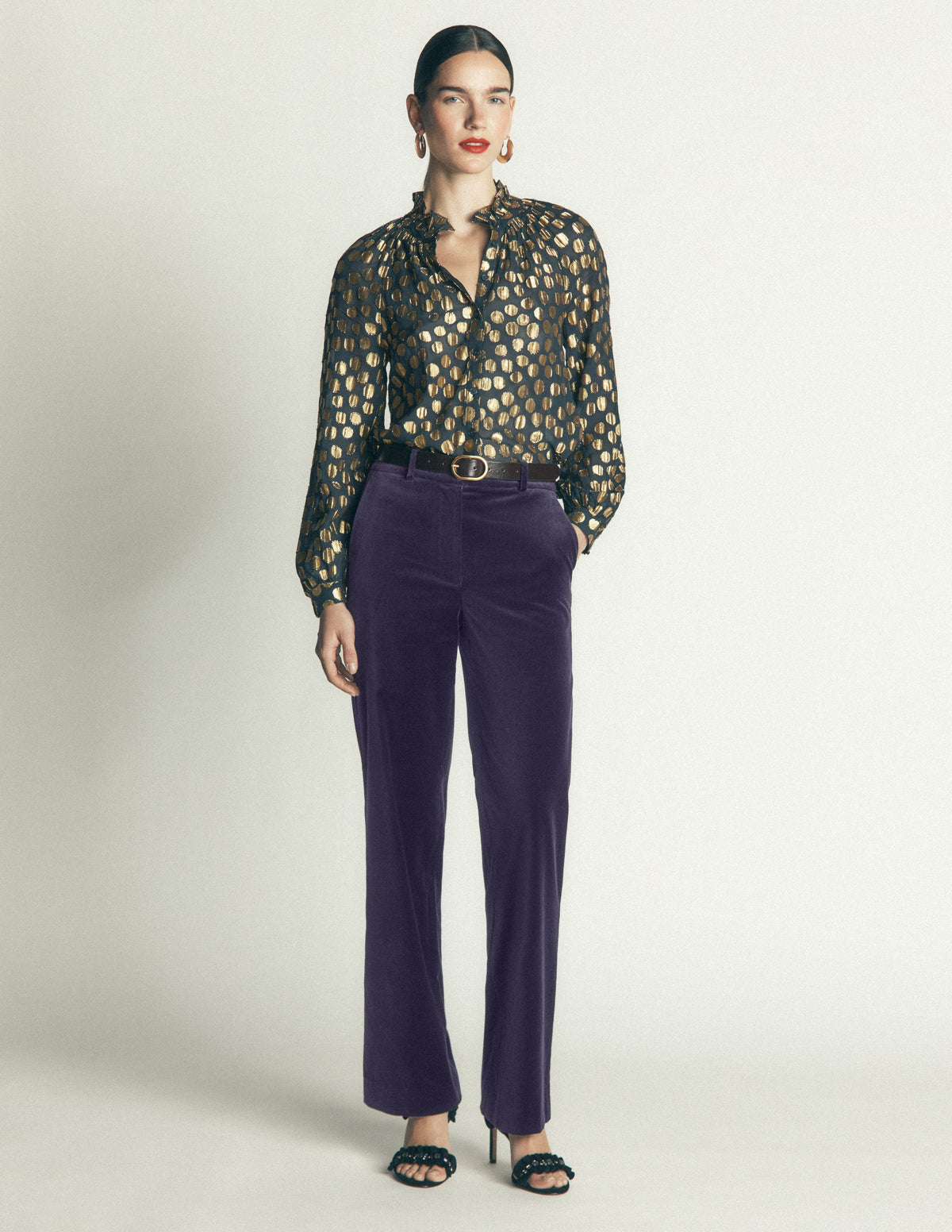 Fitzrovia Velvet Pants-Navy - Image 1