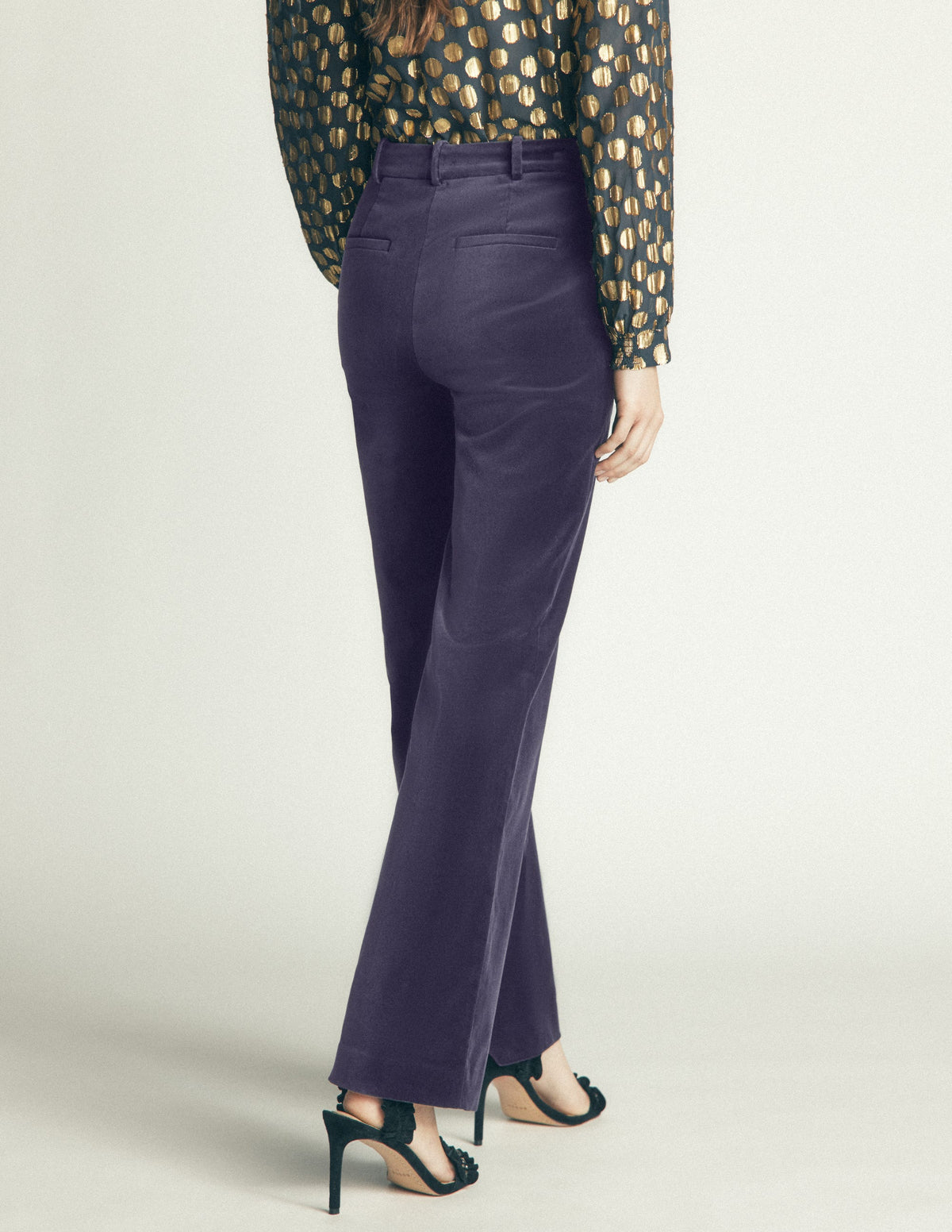 Fitzrovia Velvet Pants-Navy - Image 3