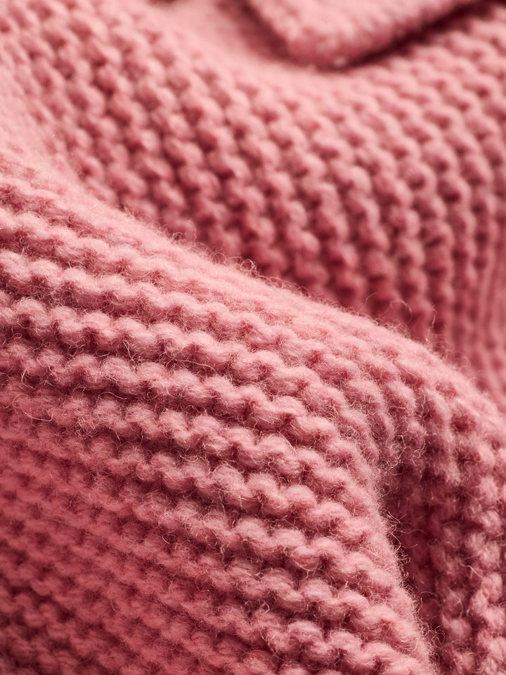 Chunky Collar Knitted Jacket-Blush Pink