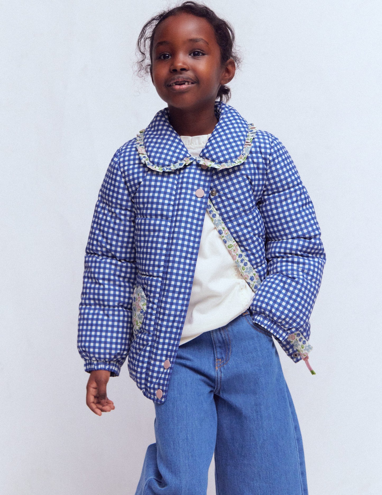 Padded Gingham Jacket-Gingham Floral Mix