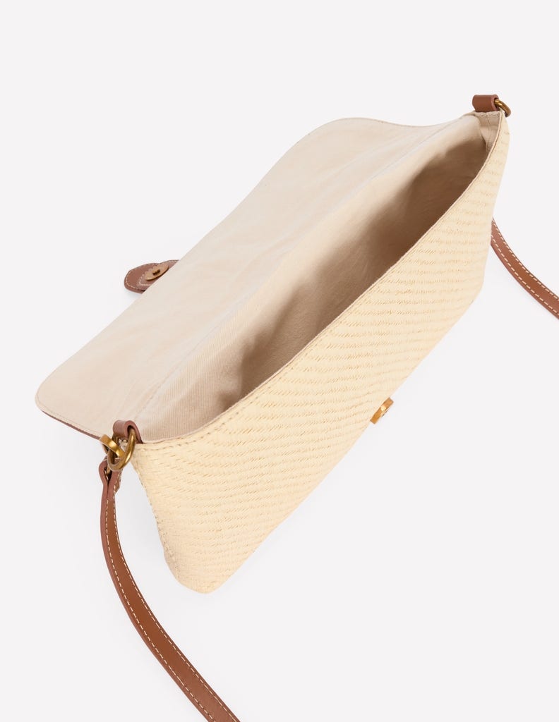 Buckle Crossbody Bag-Natural Raffia-3