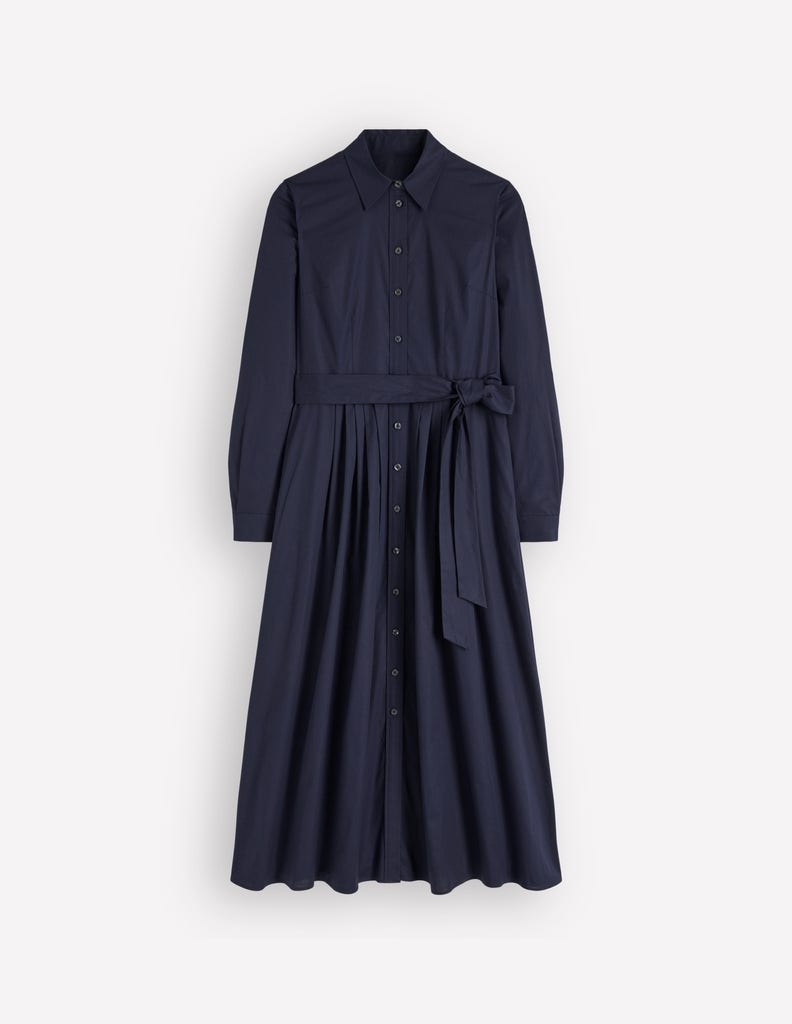 navy cotton shirt dress Quince Women's Poplin Drop Waist Shirt Dress, Navy, Size Large