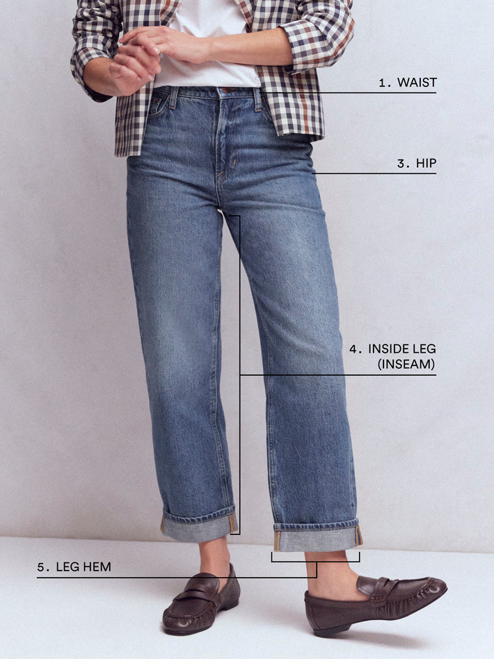 How to measure – High Rise Embroidered Jeans-White Embroidery