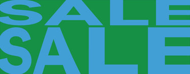 Large blue 'SALE' text on a green background