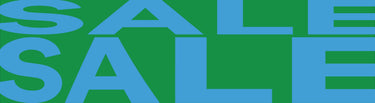 Blue 'SALE' text on a green background