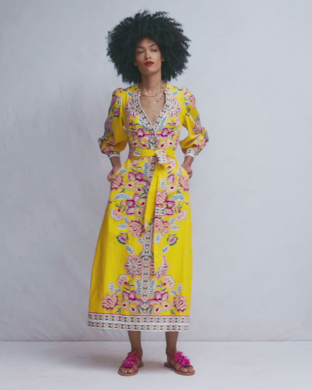 Boden Women's Octavia Linen Blend Dress in Yellow