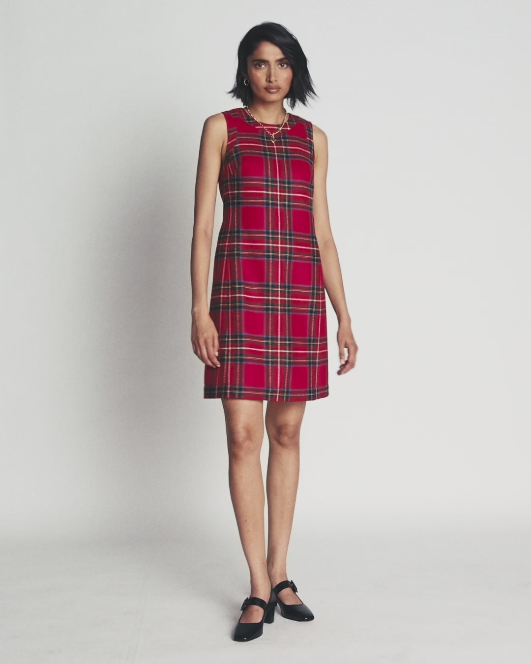 Lou Wool Check Shift Dress