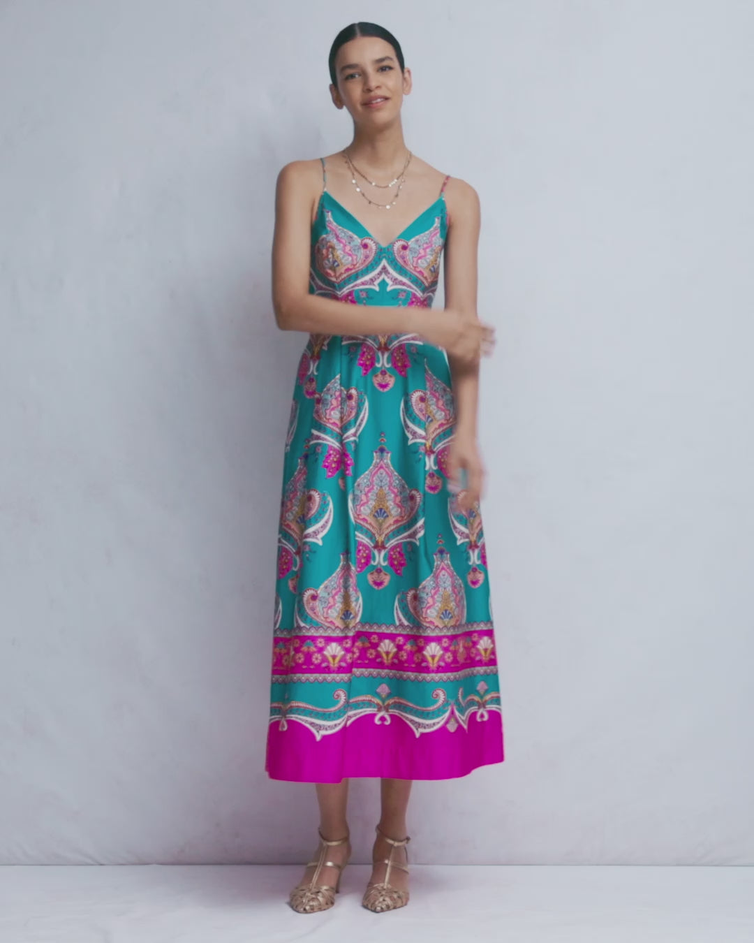 Empire Poplin Occasion Dress-Aurora Blue,  Ornamental Charm-2