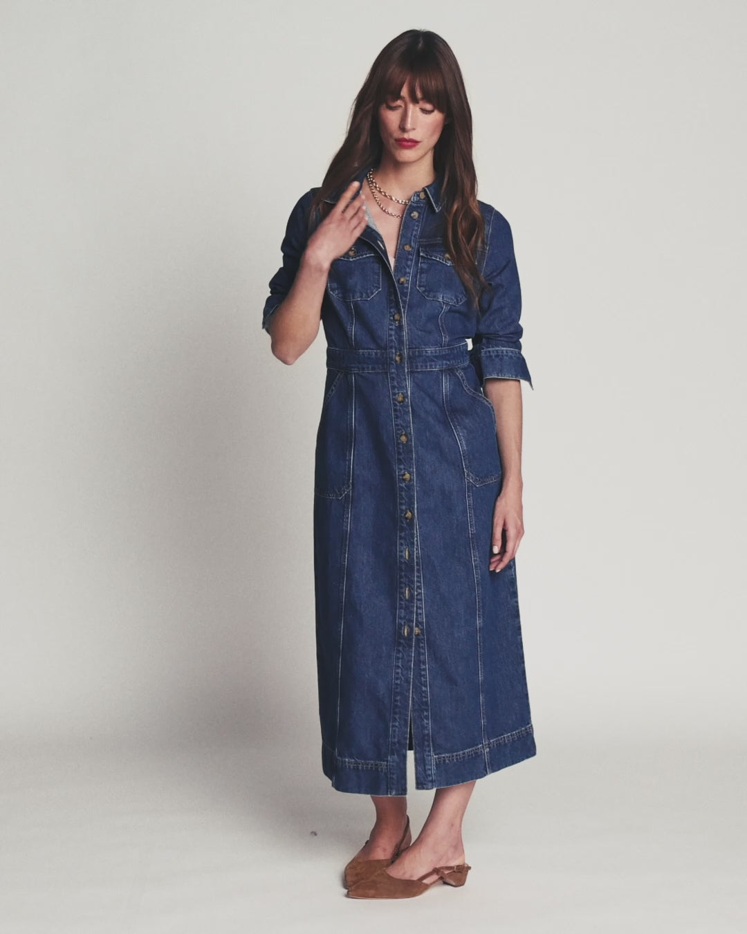 Fleur Denim Midi Dress