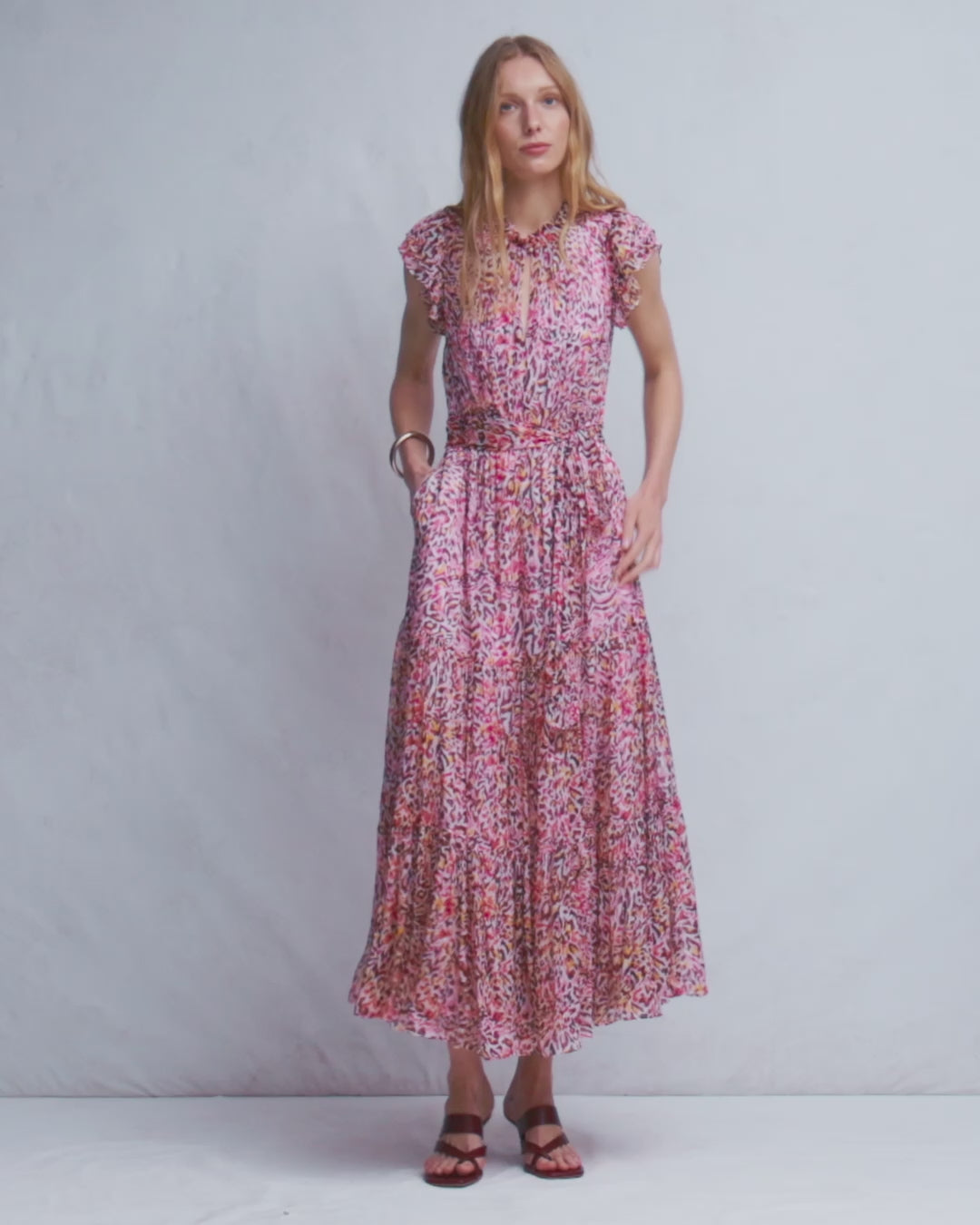 High Neck Sleeveless Dress-Multi Leopard Flow-2