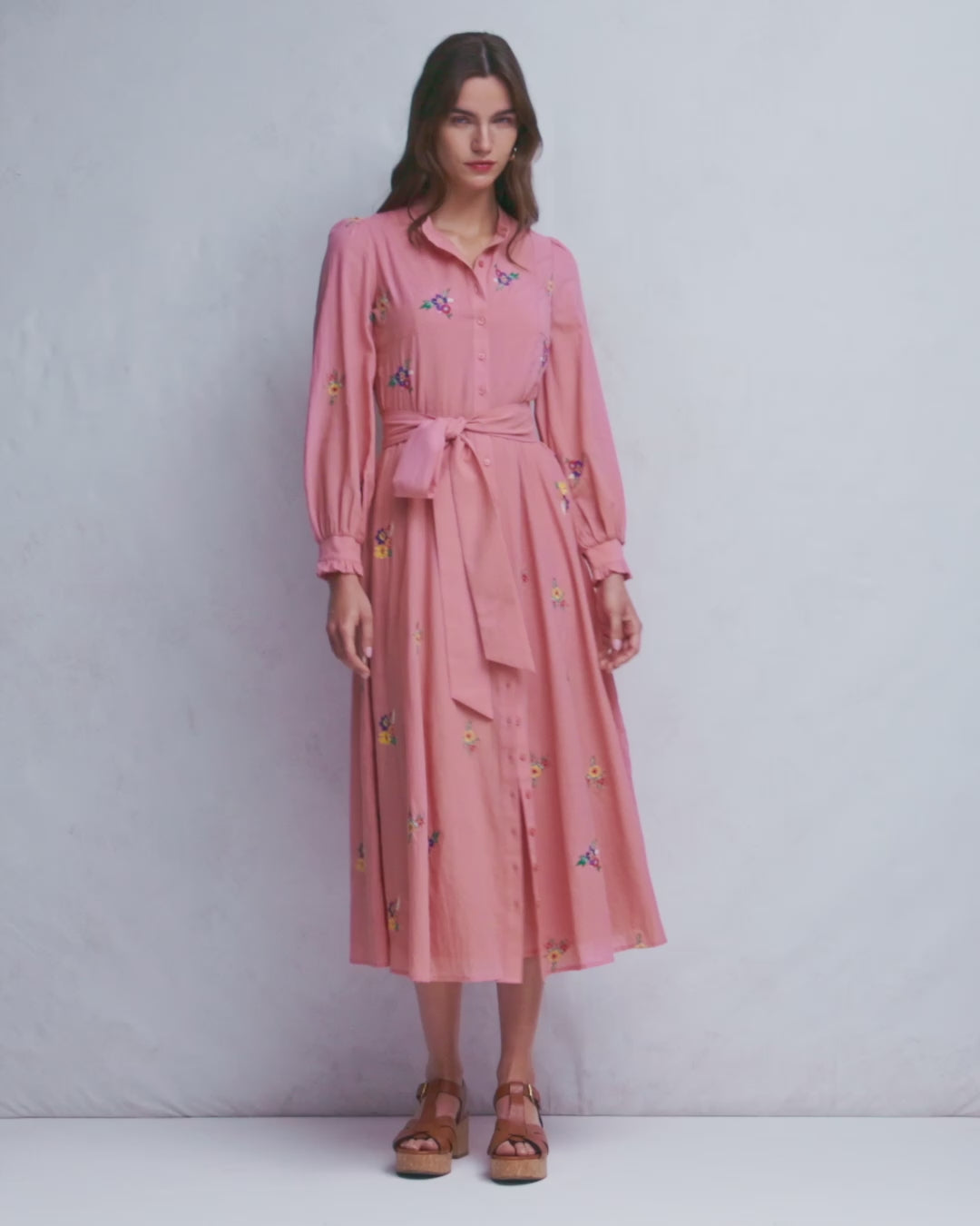 Embroidered Shirt Dress