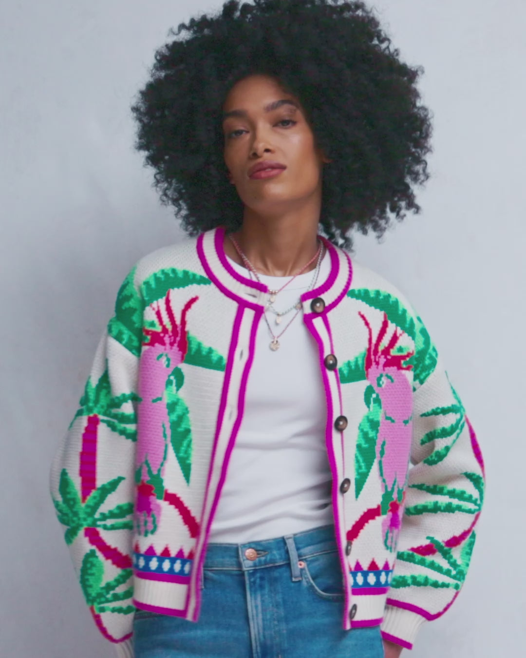 Abi Jacquard Cardigan-Warm Ivory, Palm Tree Birds-2