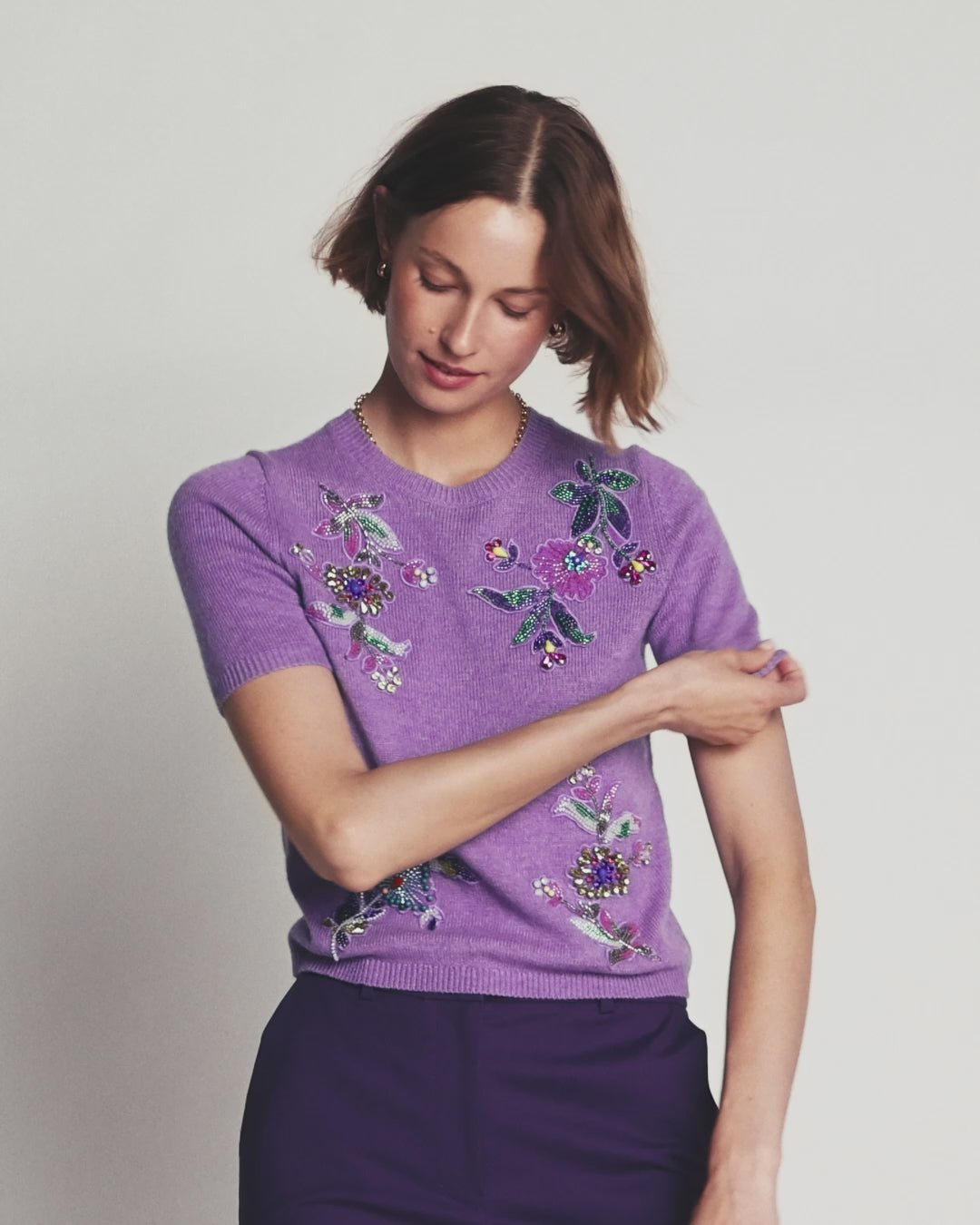 Ria Embellished Knit T-Shirt