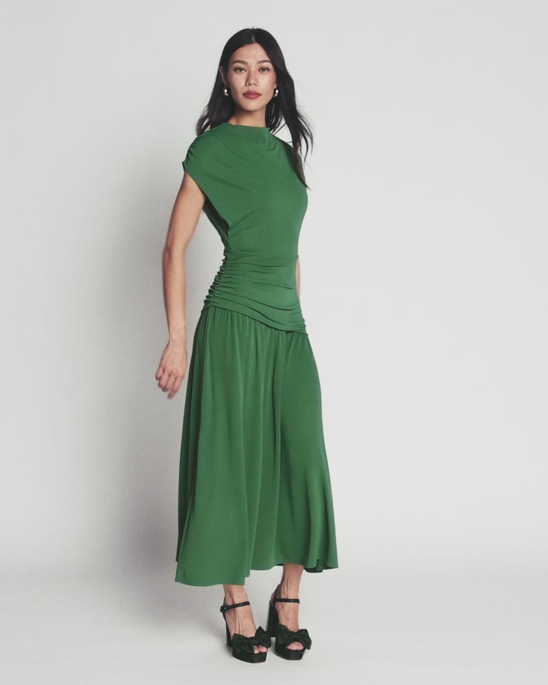 Drape Jersey Crepe Maxi Dress