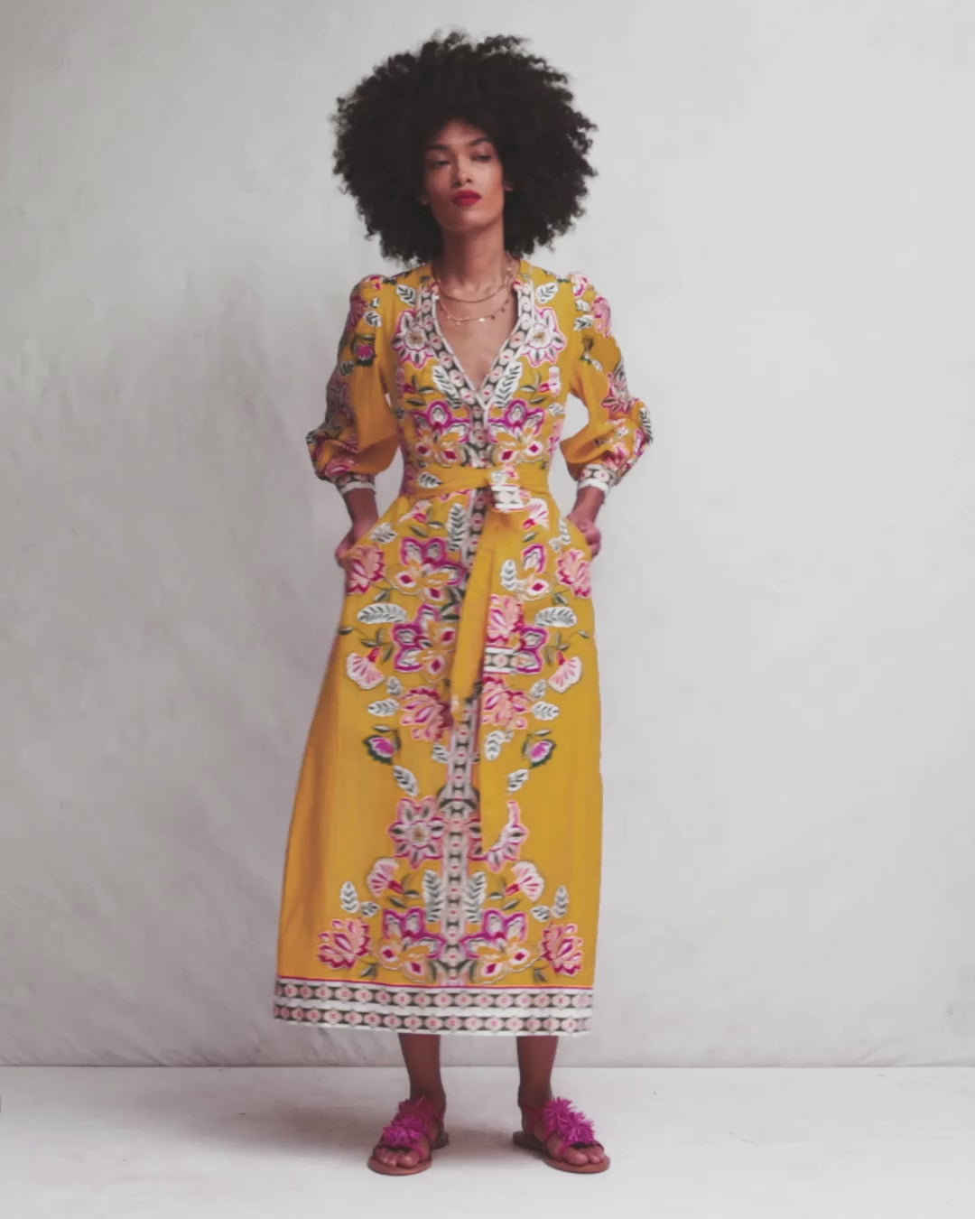 Octavia Linen Blend Dress-Yellow Blossom Elegance
