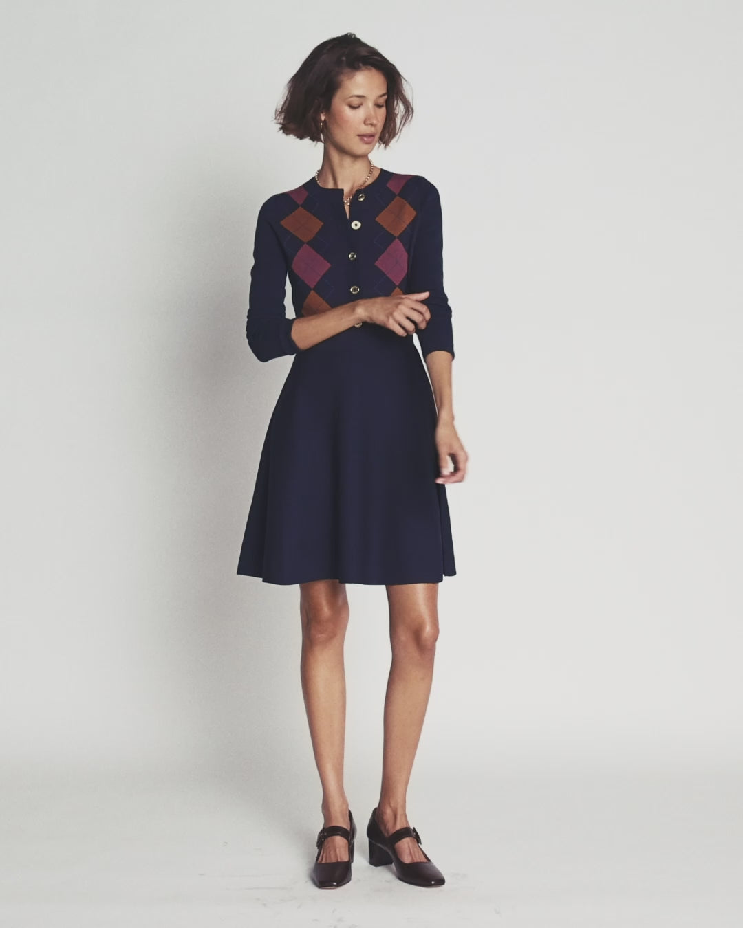 Crew Neck Jacquard Dress