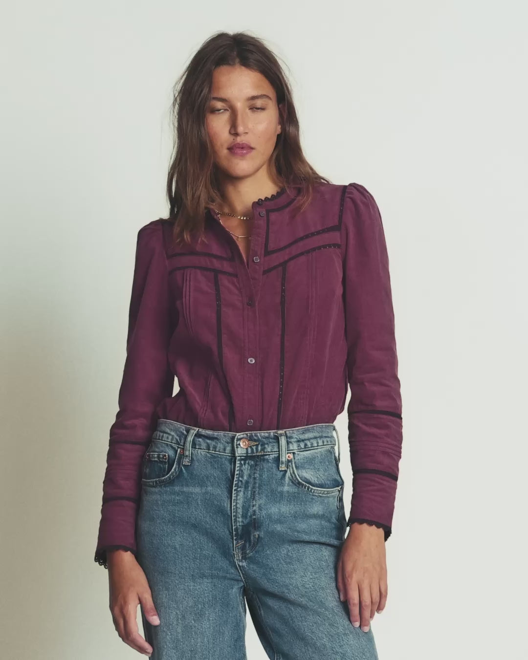 Carmen Lace Trim Cord Top